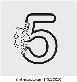 
Number 5 Funny letter in hand drawn vector format