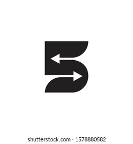 number 5 geometric arrow logo vector