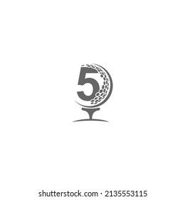 Number 5 and golf ball icon logo design illustration