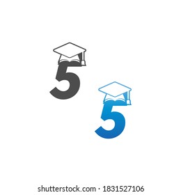 Number 5 graduation cap concept design template
