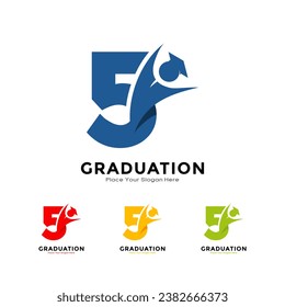 Nummer 5 Graduierung mit Verschlusszeichen. Vektorlogo-Design. Geeignet für Geschäftsleute, Bildungseinrichtungen, Vornamen, Plakate und Etiketten