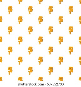 Number 5 from honey pattern seamless repeat in cartoon style vector illustration