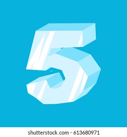 Number 5 ice. Icicles font five. Frozen alphabet symbol. Iceberg ABC sign