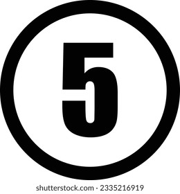 Number 5 icon circle vector illustration on  isolated white background . Number five icon
