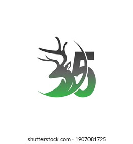 Number 5 icon logo with deer illustration design vector