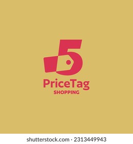 Number 5 icon vector price tag logo template design. Retail, shopping, e-commerce, online shop, web shop, business sign