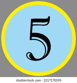number "5" with an interesting font and color in vector form