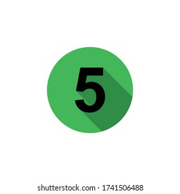 número 5, aislado en círculo con sombras