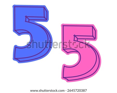  Number 5 Isolated on White Background, Cut Out
2025