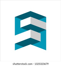 number 5 or letter S logo design template. 3d geometric design style. isolated and editable vector