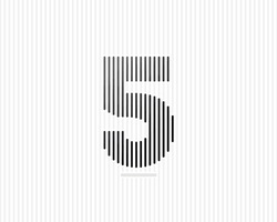 Number 5 Line Art. Vector Illustration With Vertical Lines Isolated On A White Background. Figure 5 Vector Icon With Gradient.