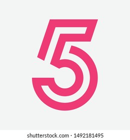 Number 5 Line Logo Design Vector