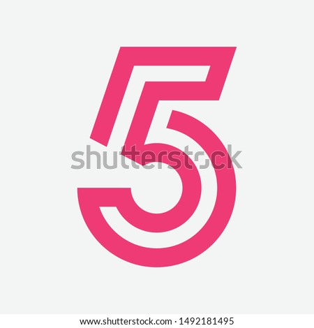Number 5 Line Logo Design Vector