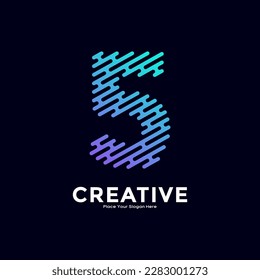 Número 5 con diseño de logotipo vectorial de color de gradiente de estilo de línea. Adecuado para negocios, tecnología, letra minimalista, nombre moderno inicial y estilo de monograma creativo