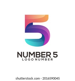 Number 5 logo Colorful Gradient Abstract Illustration