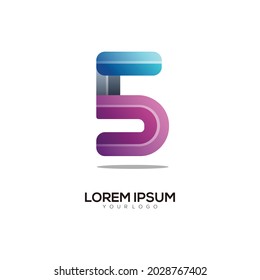 Gradiente colorido del logotipo del número 5