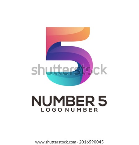 Number 5 logo Colorful Gradient Abstract Illustration