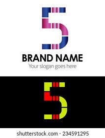 Number 5 logo company vector design template