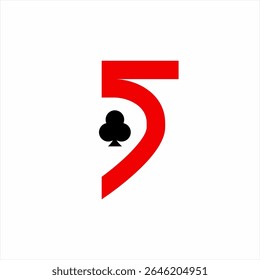 Design do logotipo número 5 com símbolo de trevo de áce.