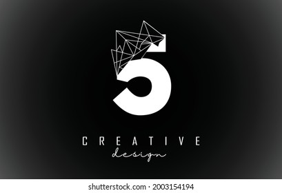 Number 5 logo design with broken stone detail. Vector Illustration with geometrical effect and creative number. 