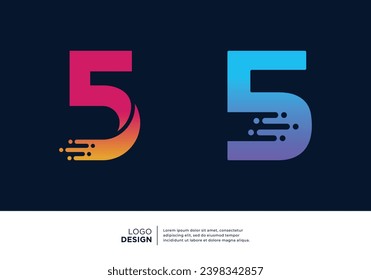 Colección de diseño del logotipo número 5. Símbolo abstracto de la tecnología digital.