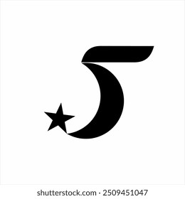 Number 5 logo design with crescent moon and star.