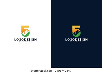 Number 5 logo design for marketing, finance, investment and business