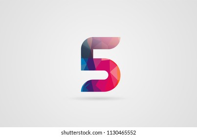 number 5 logo design with rainbow colors suitable for a company or business