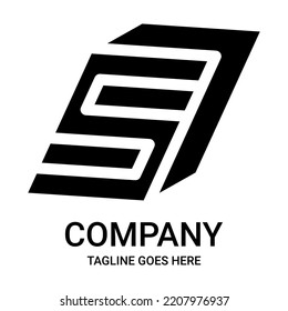 Diseño del logotipo número 5 en forma de caja.