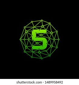 Number 5 Logo Design Template. Technology Digital logo  network icon, connect concept - Vector
