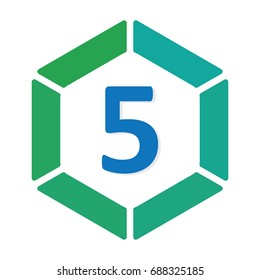 number 5 logo icon.