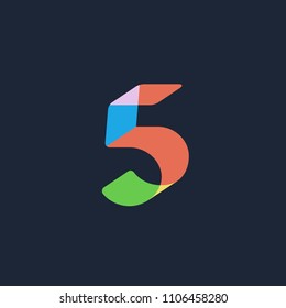 Number 5  logo icon design template elements