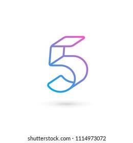 Number 5 logo icon design template elements