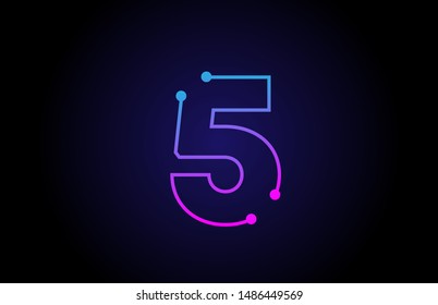 Number 5 logo icon design in pink blue colors suitable for a technology company or business