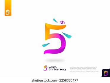 Diseño del icono del logo número 5, número del logo de 5 años, 5º aniversario.