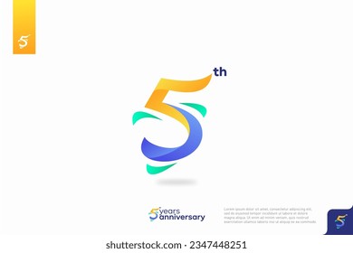 Number 5 logo icon design, 5th birthday logo number, anniversary 5