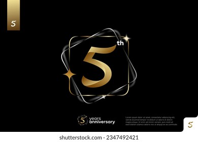Diseño del icono del logo número 5, número del logotipo de quinto cumpleaños, aniversario 5
