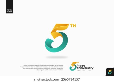 Number 5 logo icon design, 5th birthday logo number, anniversary 5