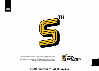 Number 5 logo icon design, 5th birthday logo number, anniversary 5