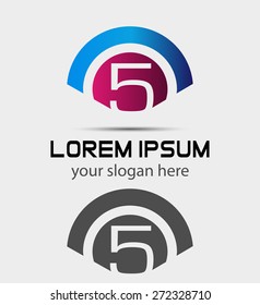 Number 5 logo icon design template elements
