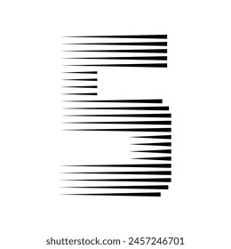 Number 5 Logo Icon Geometric Horizontal Motion Speed Lines