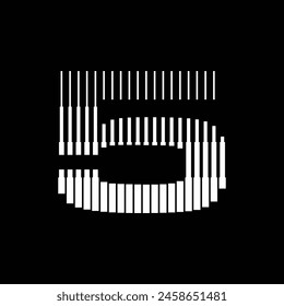 Number 5 Logo Icon Geometric Vertical Stripe Lines