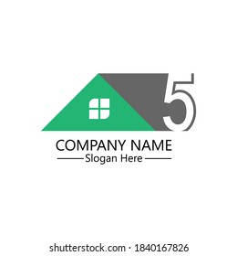 Number 5  logo Icon monogram for house, real estate Illustration