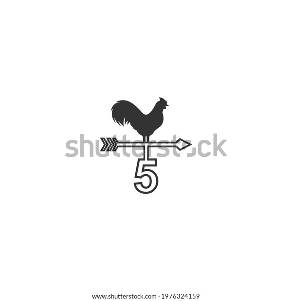 Number 5 Logo Rooster Wind Vane Stock Vector (Royalty Free) 1976324159 ...