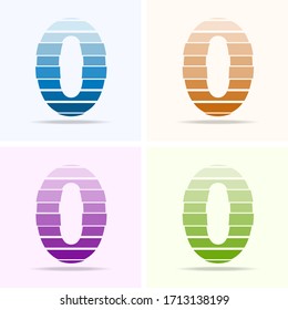 Number 5 logo set, modern emblem, desing element template. Number design in orange, blue, purple, green colors. Isolated Vector

