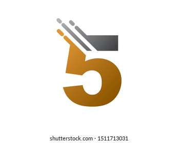 Number 5 logo or symbol template design