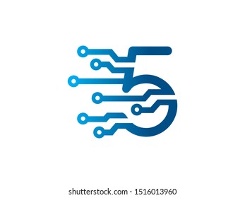 Number 5 logo or symbol template design