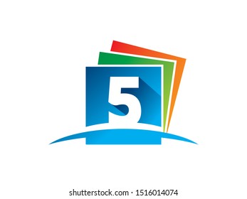 Number 5 logo or symbol template design