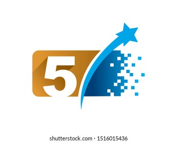 Number 5 logo or symbol template design