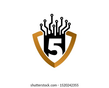 Number 5 logo or symbol template design
